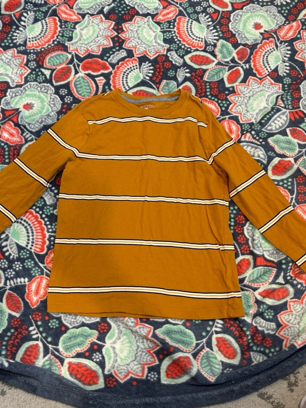 Old Navy Mustard Striped Long Sleeve Crewneck Top